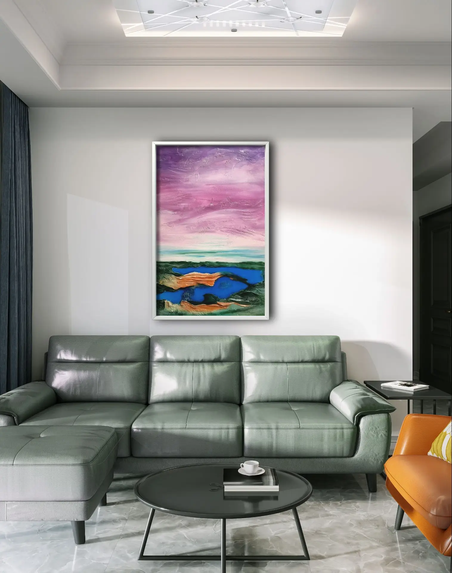 Abstrakcyjny obraz strukturalny z żywicą epoksydową "Mistyka przejścia "60x90cm - obrazek 2