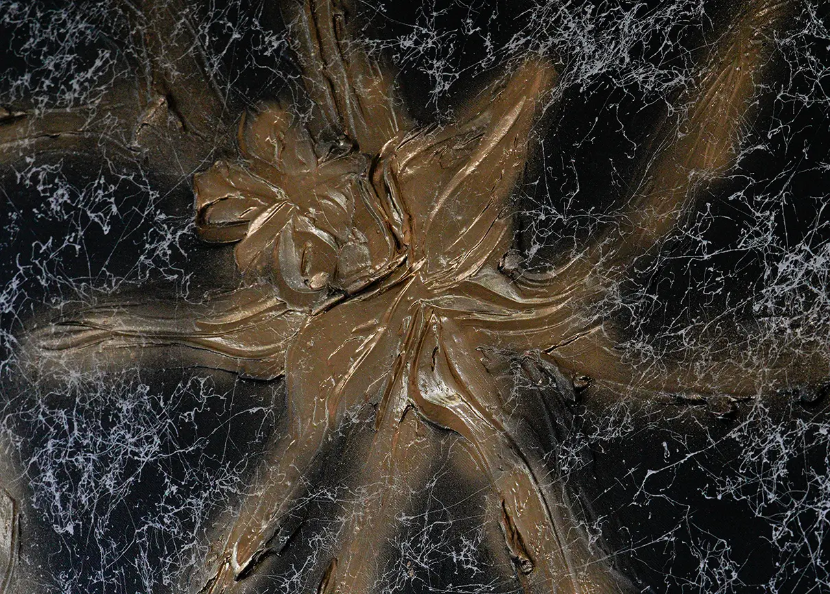 Abstrakcyjny obraz strukturalny "Pająkowa elegancja" 100x100 cm - obrazek 3