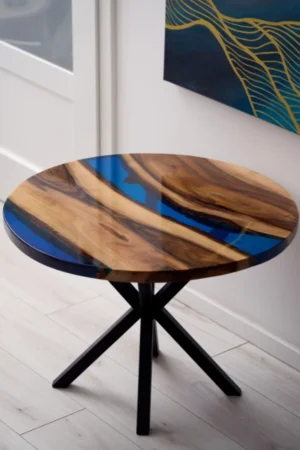 Stól do salonu niebieski akcent