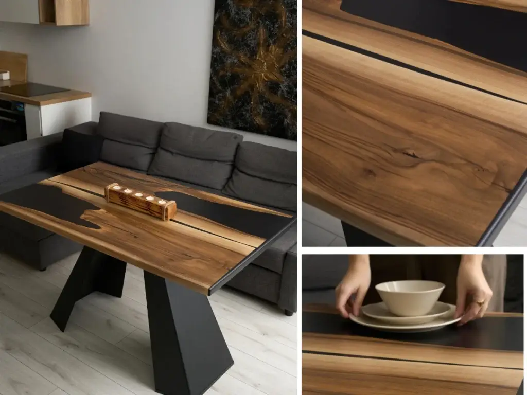 czarny stół z żywicy loftowy