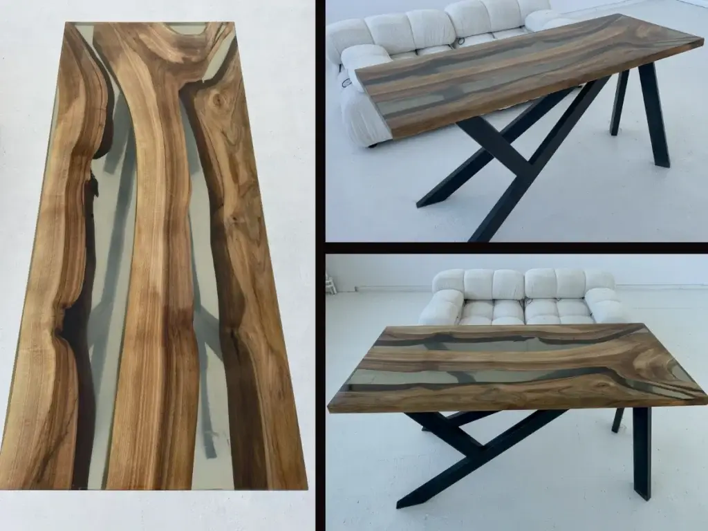 Stół z żywicy epoksydowej przeroczysty