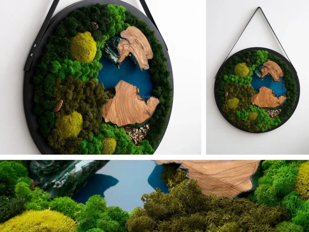 okrągły obraz z chrobotkiem