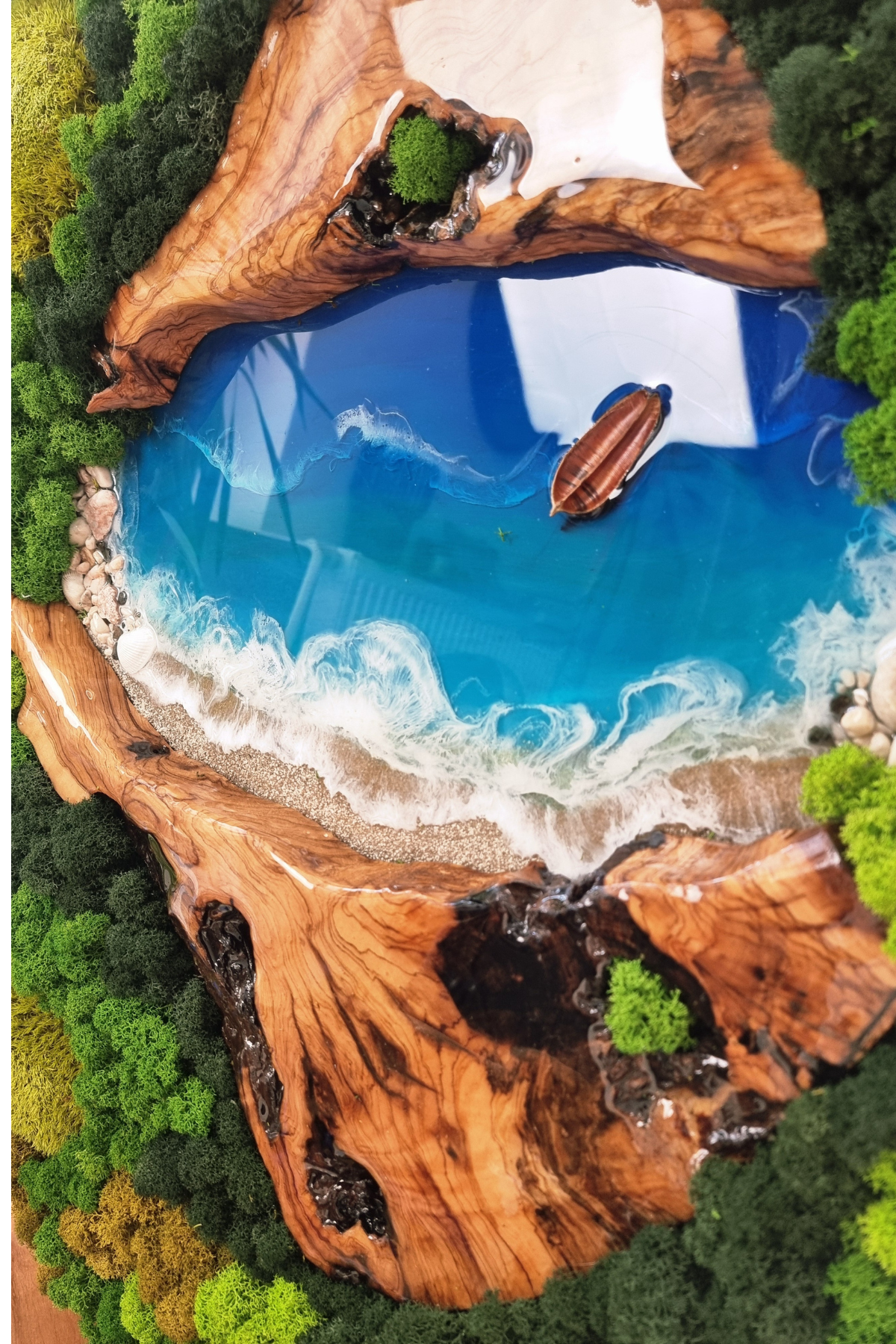 okrągły obraz z mchu