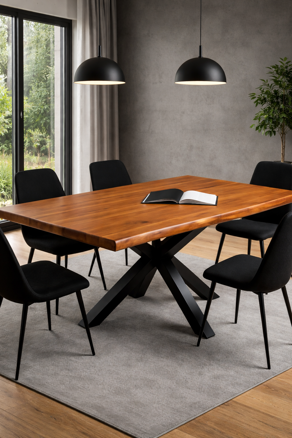 stół-do-salonu-z-litego-drewna-brązowy 220 cm