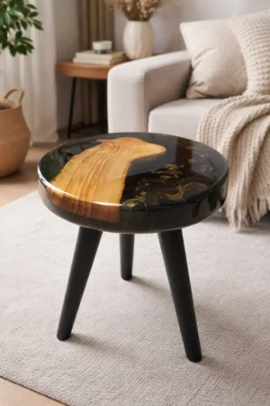 Czarno złoty stolik z żywicy warszawa