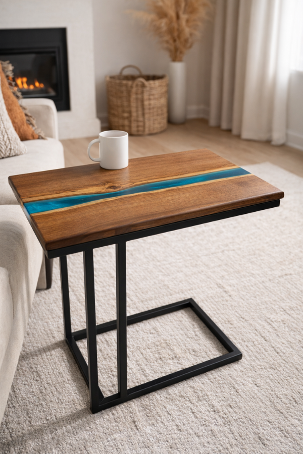 stolik boczny z drewna i żywicy warszawa